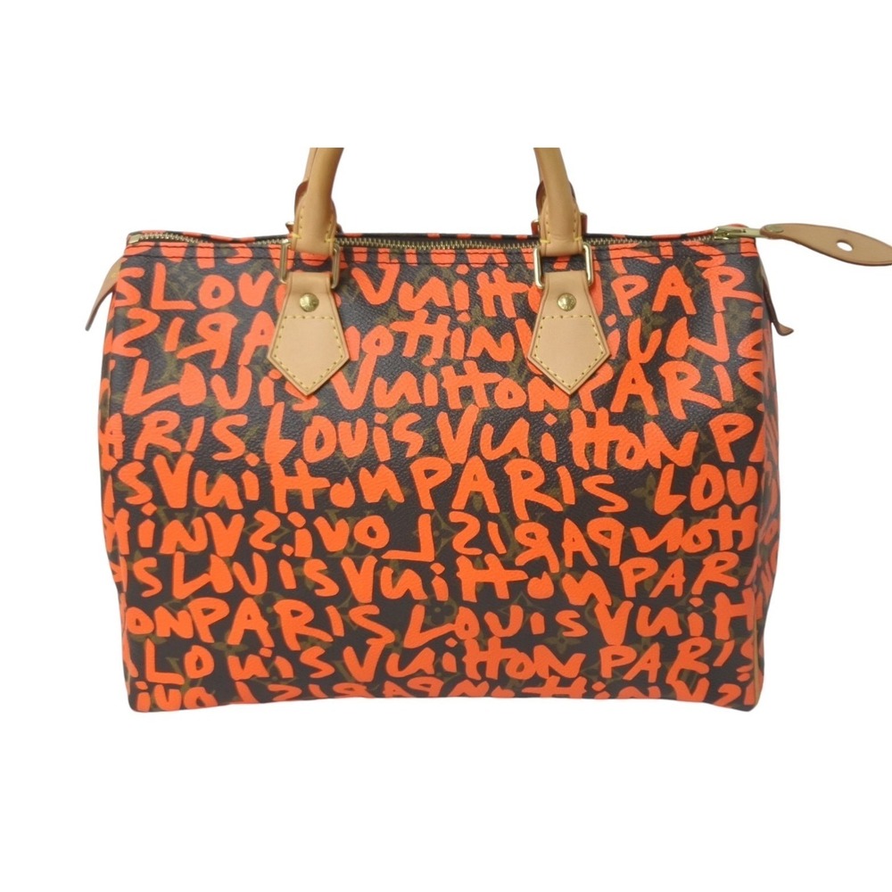 Louis Vuitton Monogram Graffiti Speedy Boston Bag Brown Orange - Picture 2 of 8